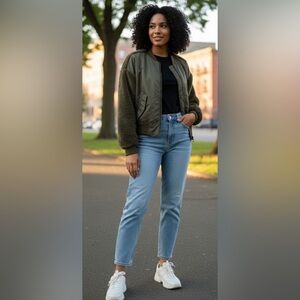 Olive Green Women's Bomber Jacket